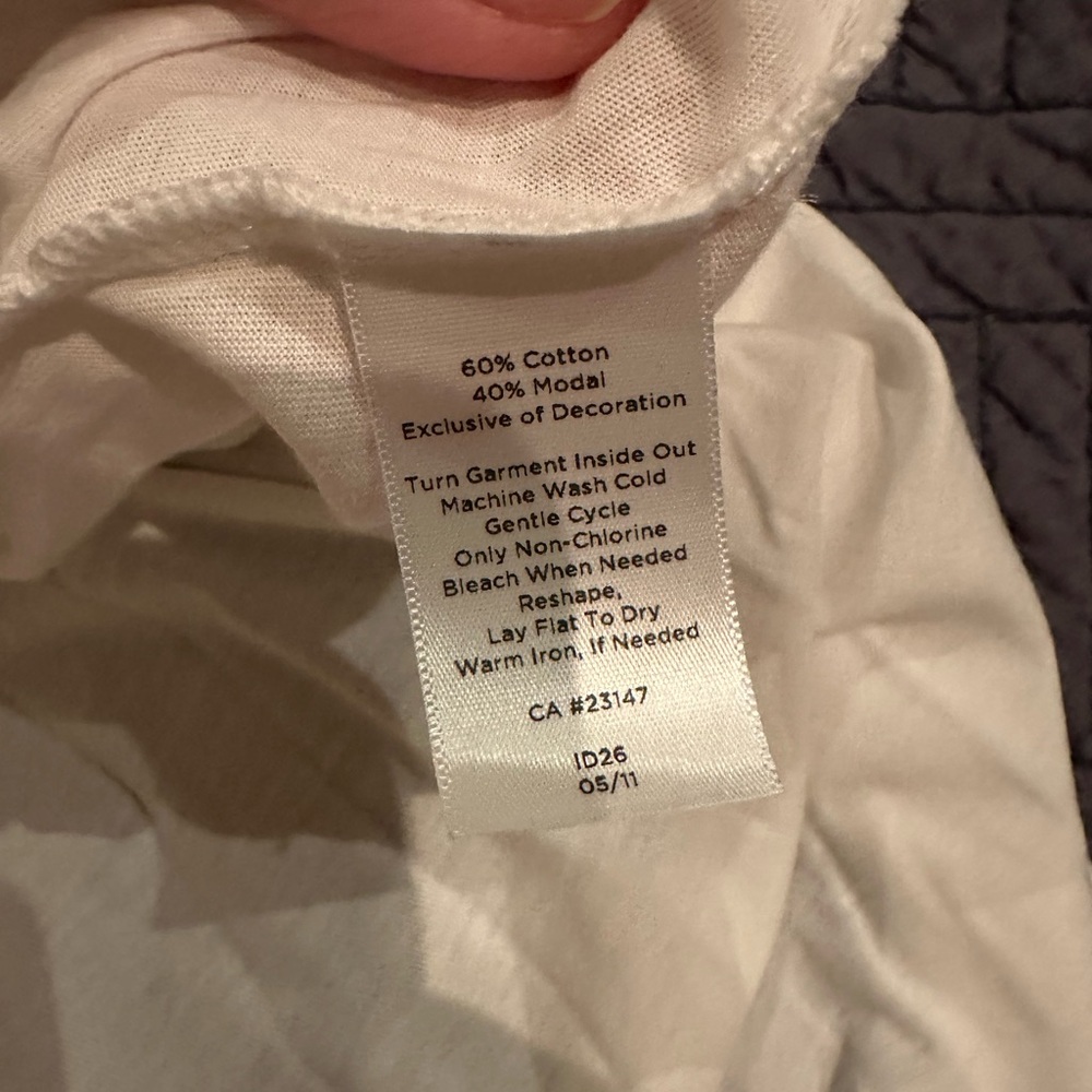 NWT Talbots Cotton blend T shirt with Fan Ruffles Size XL, White - Picture 5 of 5